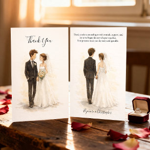 Beige Whimsical Watercolor Romantic Couple Thank You Card