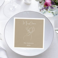Beige white abstract reindeer modern Christmas