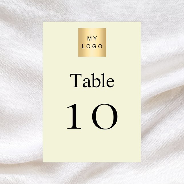 Beige white business logo table number (Creator Uploaded)