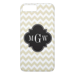 Beige White Chevron Black Quatrefoil 3 Monogram Case-Mate iPhone Case