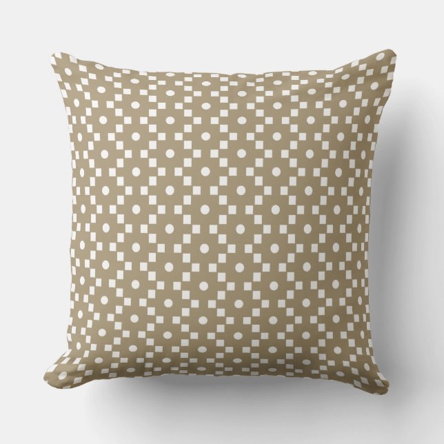 Beige & White Cross Geometric Pattern Throw Pillow (Front)