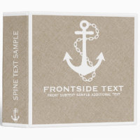 Beige & White Faux Linen Withe Nautical Anchor