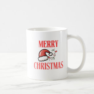 Beige & White Festive Merry Christmas Classic Mug 