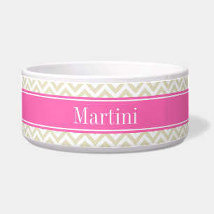Beige White LG Chevron Hot Pink #2 Name Monogram