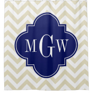 Beige White LG Chevron Navy 3IH Monogram