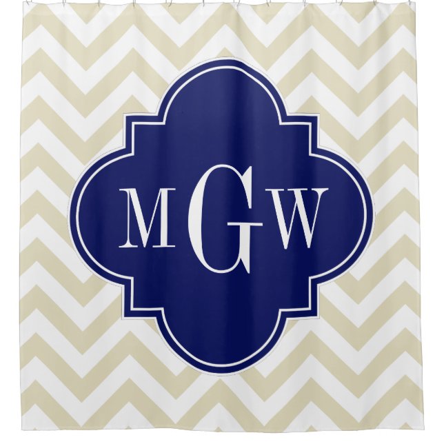 Beige White LG Chevron Navy 3IH Monogram (Front)