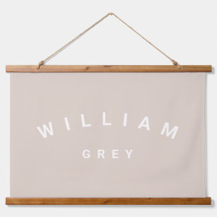 Beige/White Minimalist Name Nursery Decor Hanging Tapestry