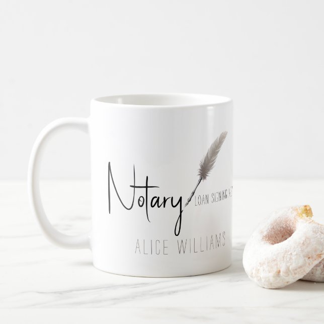 Beige & White Modern Minimalist Simple Notary Coffee Mug (With Donut)