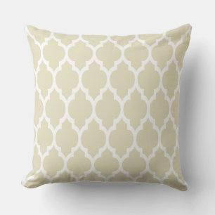 Beige White Moroccan Quatrefoil Pattern #4 Throw Pillow