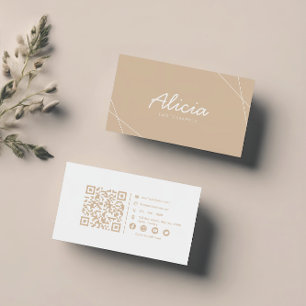 Beige & White Photographer Professional Scannable Business Card