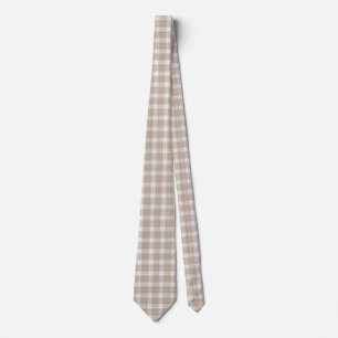 Beige White Pink Tartan Plaid Pattern Rustic  Tie