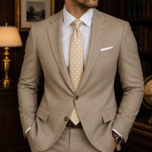 Beige & White Polka Dot Tie
