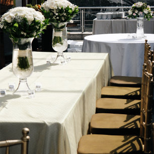 Beige White Polka Dots Tablecloth