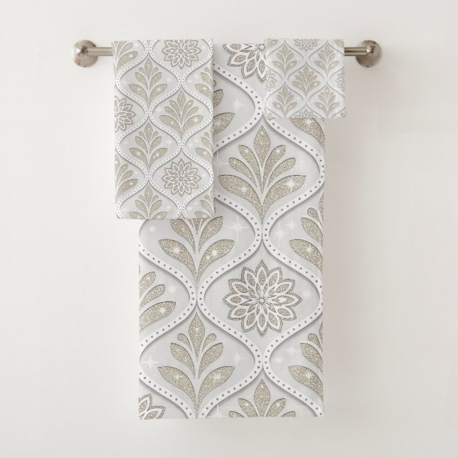 Beige & White Sparkling Quatrefoil Pattern (En situation)