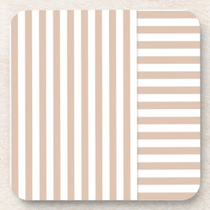 beige white stripe pattern coaster