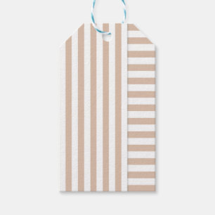 beige white stripe pattern gift tags