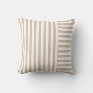 beige white stripe pattern throw pillow