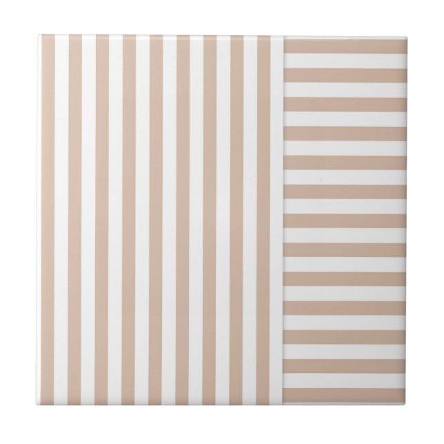 beige white stripe pattern tile (Front)