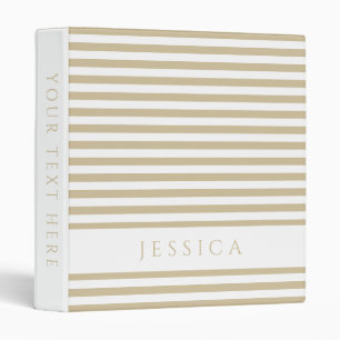 Beige White Stripes Pattern Name Binder