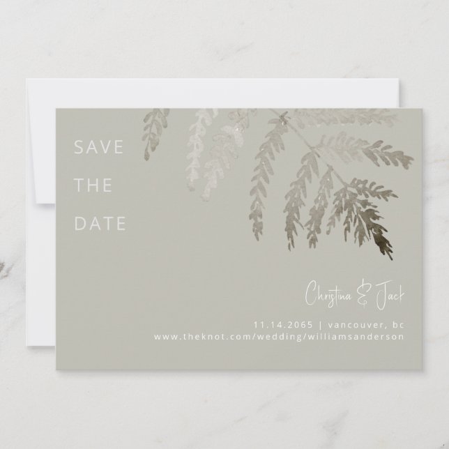 Beige White Text Modern Wedding Save the Date Invitation (Front)