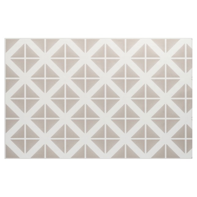 Beige White Trendy Triangles Pattern Fabric (Fat Quarter)