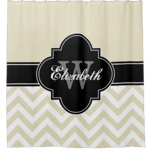 Beige Wht LG Chevron Black 1ICBR Name Monogram