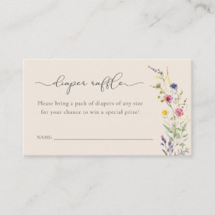 Beige Wildflower Floral Diaper Raffle Baby Shower Enclosure Card