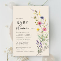 Beige Wildflower Spring Floral Baby Shower