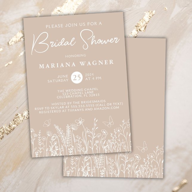 Beige Wildflowers Bridal Shower Invitation (Creator Uploaded)