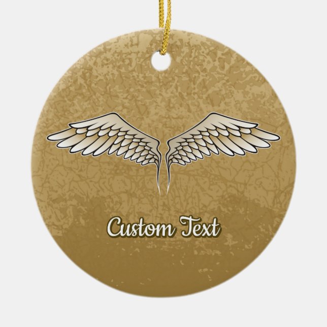 Beige Wings Ceramic Ornament (Front)