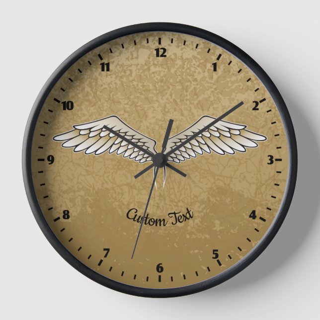 Beige Wings Large Clock (Front)