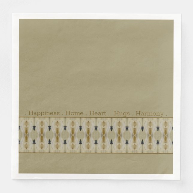 Beige With Patterned Accent Napkin (Front)