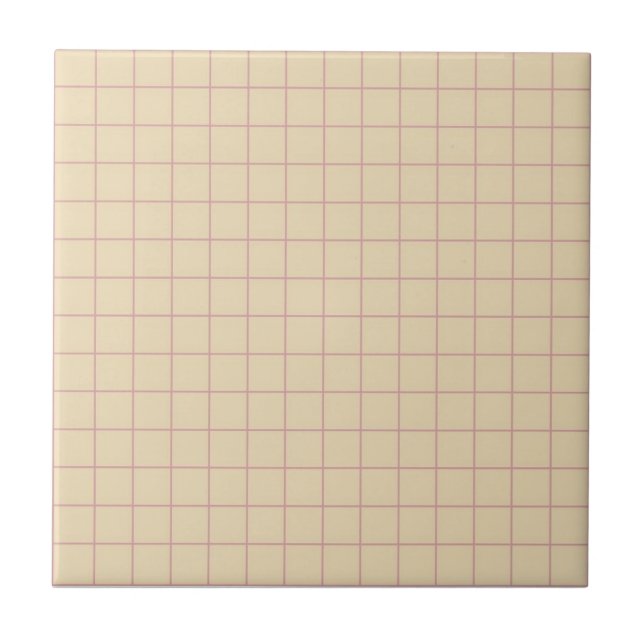 Beige with Pink & Purple Chequered Pattern Retro  Tile (Front)