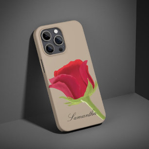 Beige with red rose iPhone case