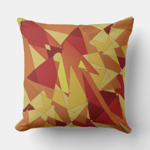 Beige, yellow, red triangles and spotty geometric throw pillow