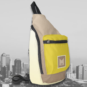 Beige yellow white cross body sling bag travel