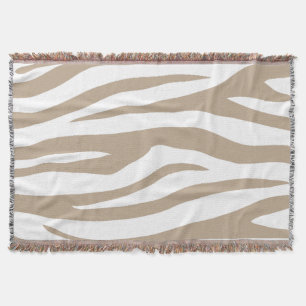 Beige zebra throw blanket