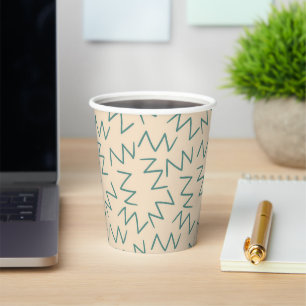 Beige Zig Zag Elegant Disposable Drinkware Paper Cups