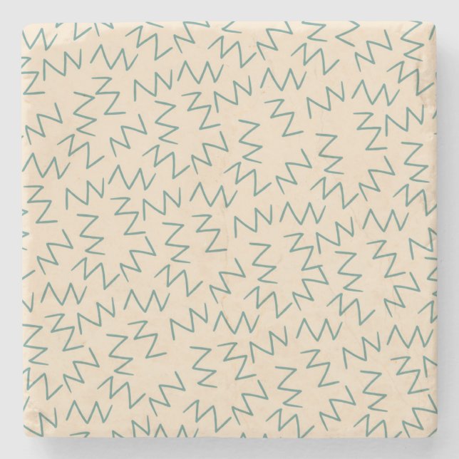 Beige Zig Zag Stylish Drink Protection Stone Coaster (Front)