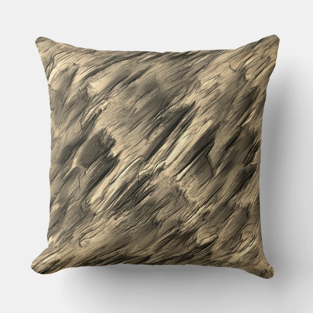 Beigish virtual stalactite or destroyed layers throw pillow (Front)