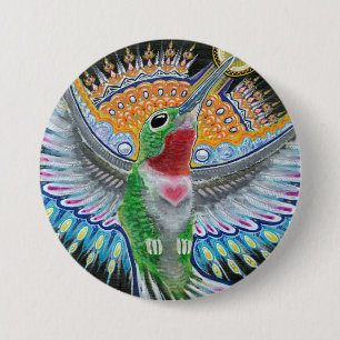 Beija Flor ("Flower Kisser") Hummingbird Painting 3 Inch Round Button