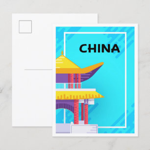 Beijing China Art Travel Illustration Postcard