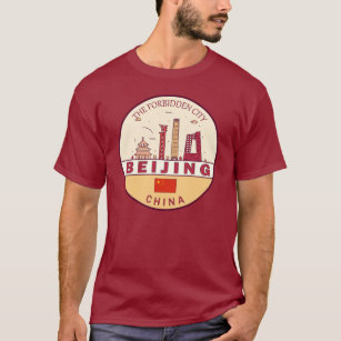 Beijing China City Skyline Emblem T-Shirt
