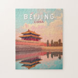 Beijing China Illustration Travel Art Vintage Jigsaw Puzzle<br><div class="desc">Beijing retro vector travel design. Beijing,  the capital of China,  is a city rich in imperial history,  modern innovation,  and cultural depth. Home to iconic landmarks like the Forbidden City,  the Great Wall,  and Tiananmen Square.</div>