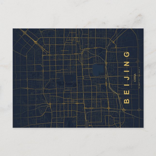 Beijing China Map Minimal Postcard (Front)