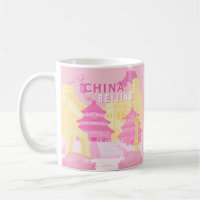 Beijing China Travel Poster | Pink & Yellow Art