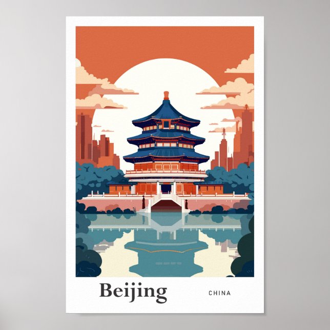 Beijing China Travel Vintage Illustration Poster (Front)