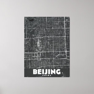 Beijing China Vintage Travel Map Canvas Print