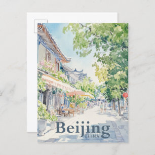 Beijing China Watercolor Painting Travel Postcard