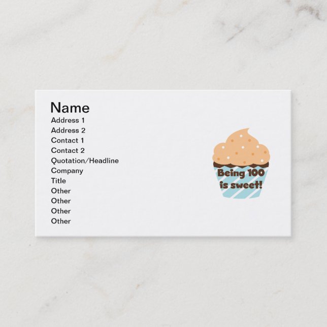 Being 100 is Sweet Birthday T-shirts and Gifts Business Card (Front)